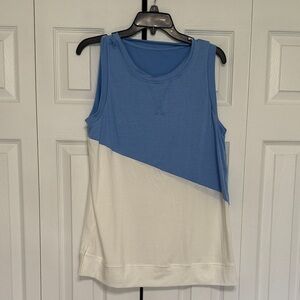 Blue and White Sleeveless Women's Top
